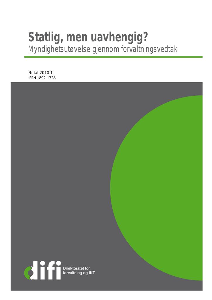 Forsiden av dokumentet Statlig, men uavhengig?