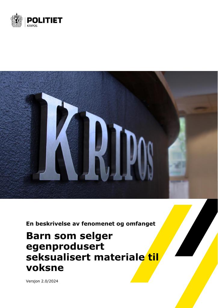 Forsiden av dokumentet Barn som selger egenprodusert seksualisert materiale til voksne
