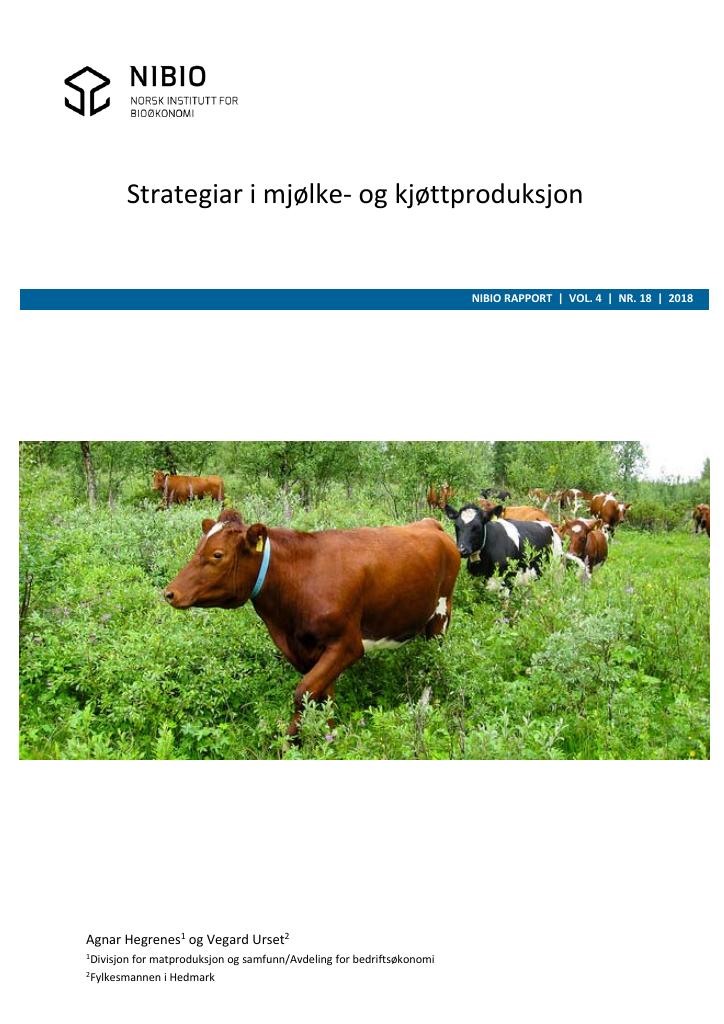Forsiden av dokumentet Strategiar i mjølke- og kjøttproduksjon