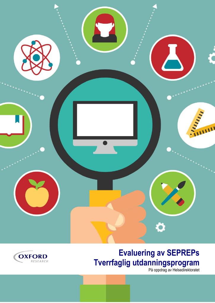 Forsiden av dokumentet Evaluering av stiftelsen SEPREP og Tverrfaglig utdanningsprogram