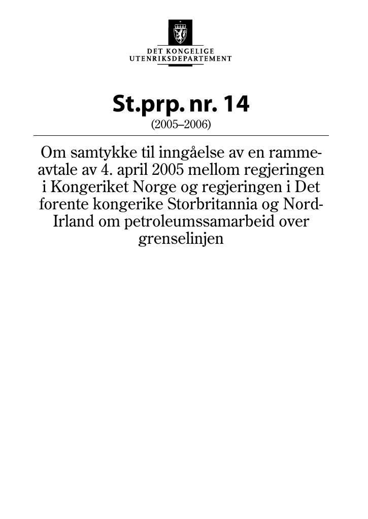 Forsiden av dokumentet St.prp. nr. 14 (2005-2006)