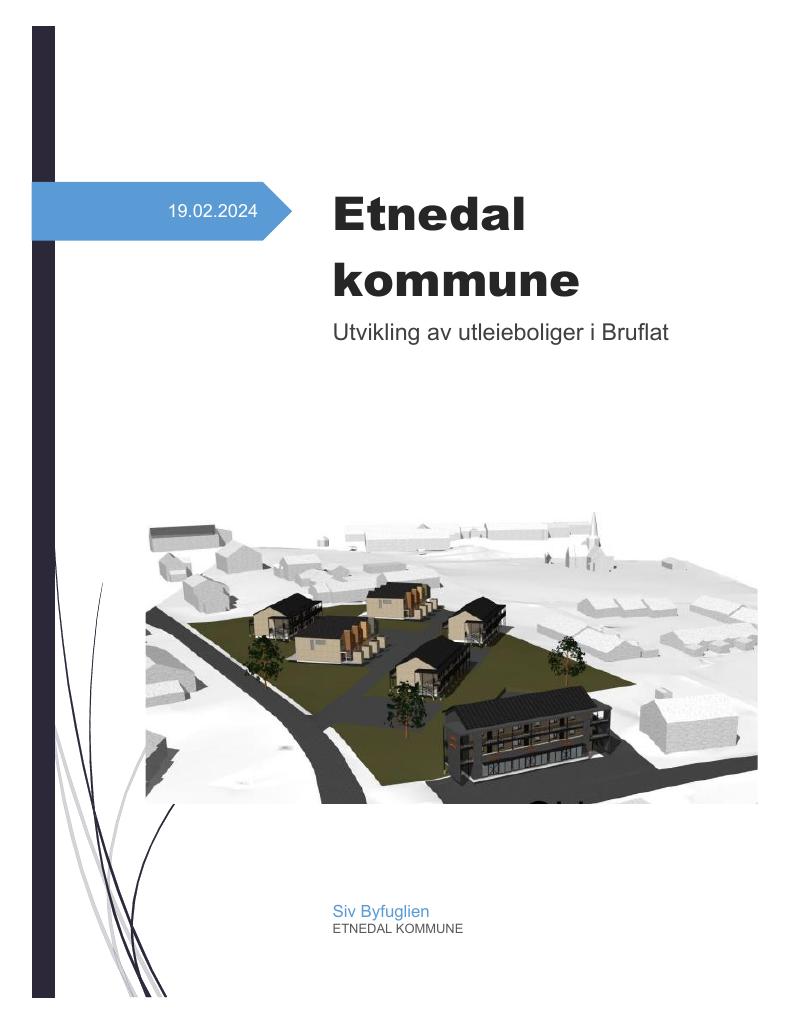 Forsiden av dokumentet Etnedal kommune Utvikling av utleieboliger i Bruflat (2024)