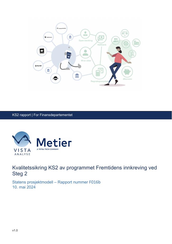 Forsiden av dokumentet Kvalitetssikring KS2 av programmet Fremtidens innkreving Steg 2