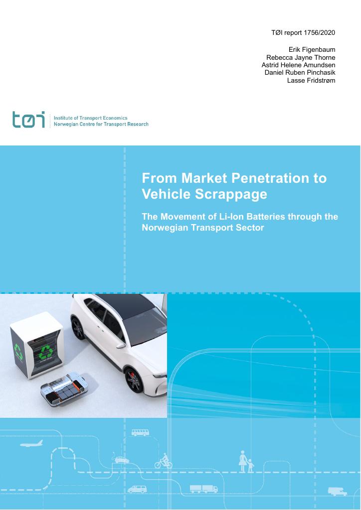 Forsiden av dokumentet From Market Penetration to Vehicle Scrappage : The Movement of Li-Ion Batteries through the Norwegian Transport Sector