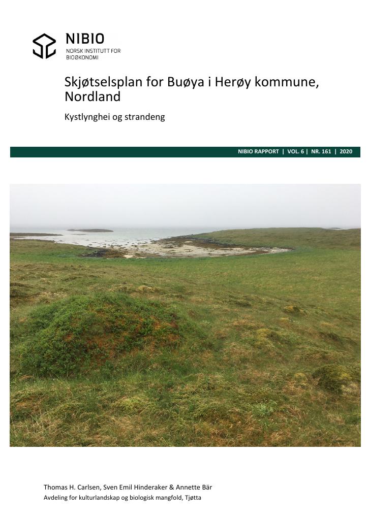 Forsiden av dokumentet Skjøtselsplan for Buøya i Herøy kommune, Nordland : kKystlynghei og strandeng