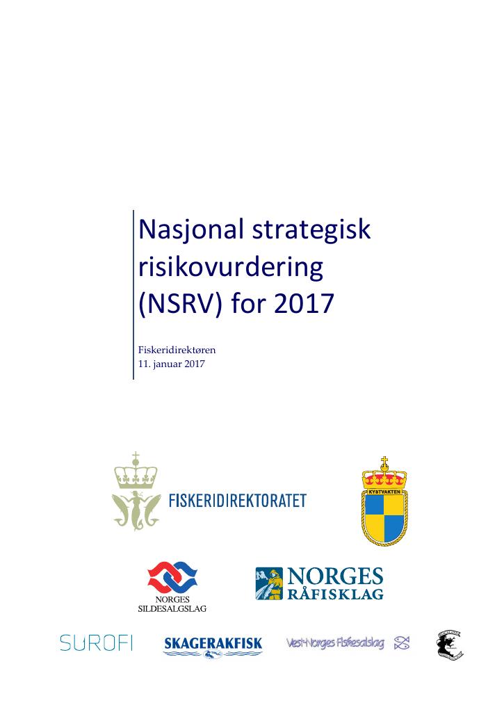 Forsiden av dokumentet Nasjonal strategisk risikovurdering (NSRV) for 2017