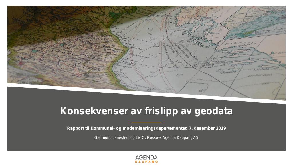 Forsiden av dokumentet Konsekvenser av frislipp geodata