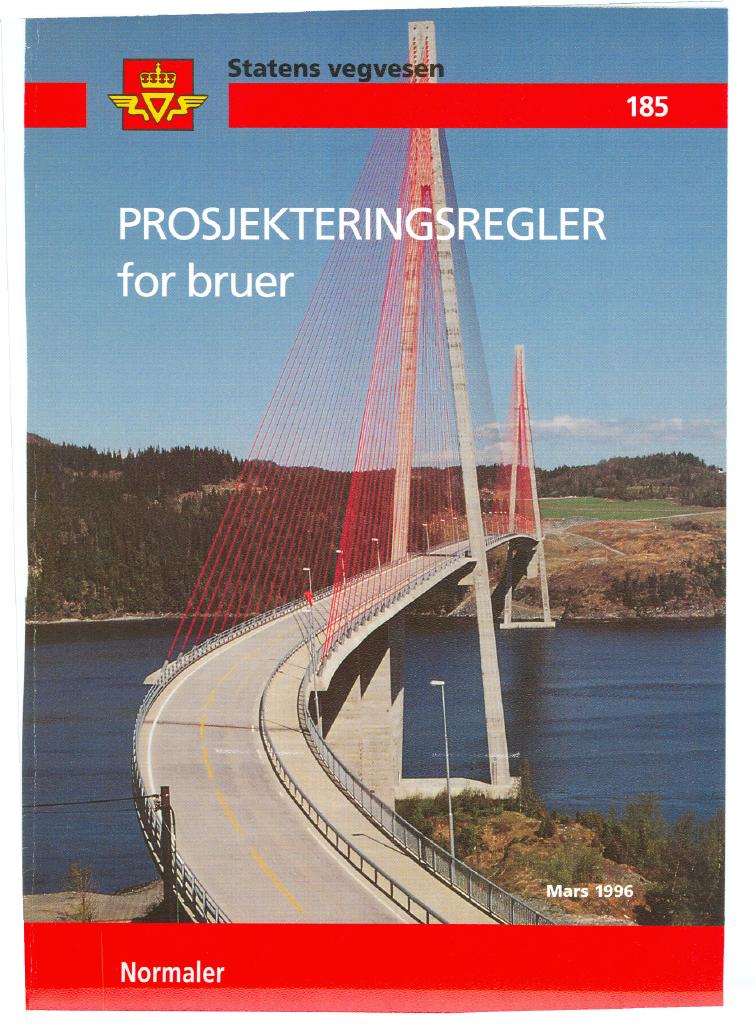 Forsiden av dokumentet Prosjekteringsregler for bruer : normaler [Håndbok 185]