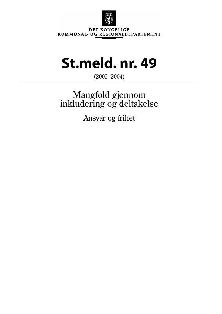 Forsiden av dokumentet St.meld. nr. 49 (2003-2004)