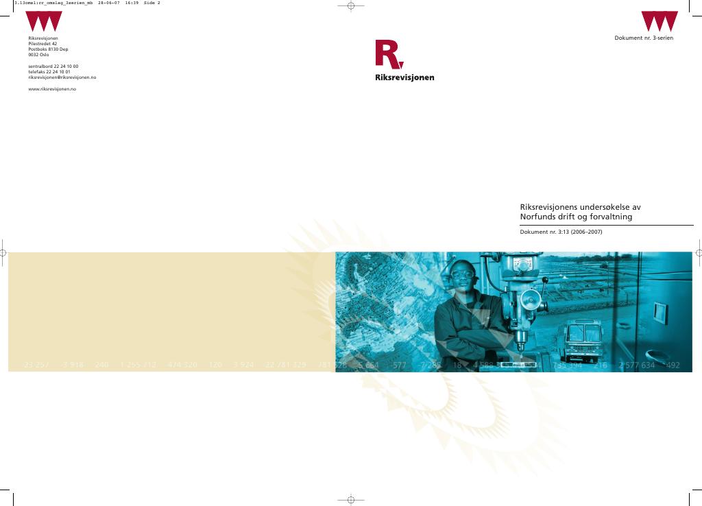 Forsiden av dokumentet Riksrevisjonens undersøkelse av Norfunds drift og forvaltning