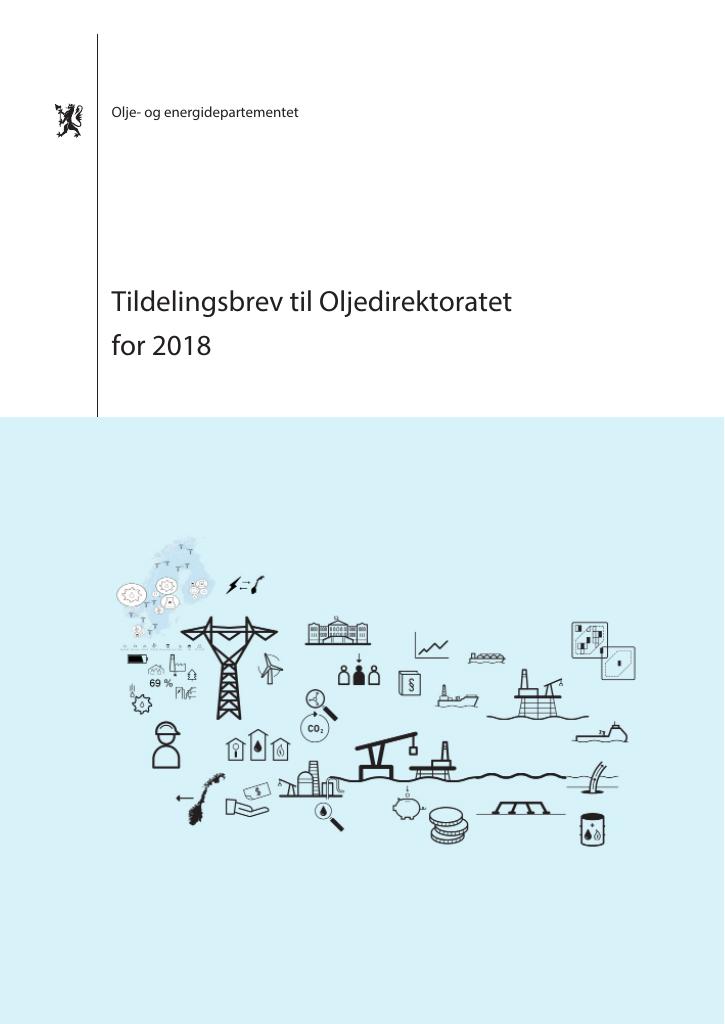 Forsiden av dokumentet Tildelingsbrev Oljedirektoratet 2018