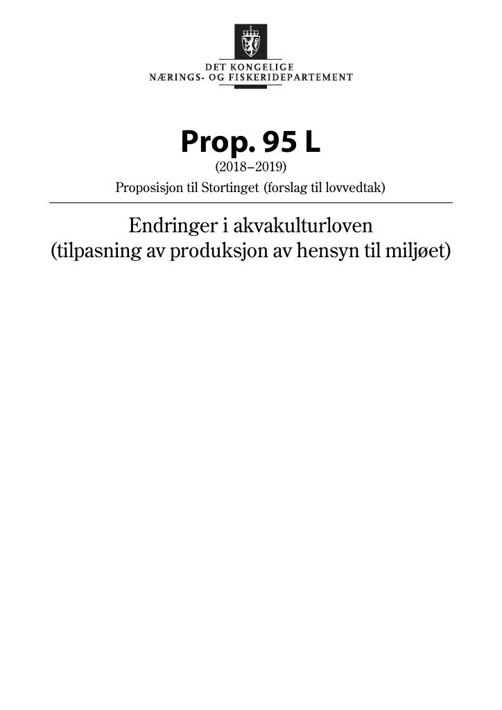 Forsiden av dokumentet Prop. 95 L (2018–2019)