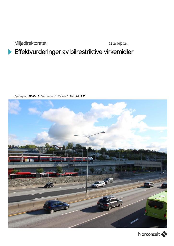 Forsiden av dokumentet Effektvurderinger av bilrestriktive virkemidler : M-2690