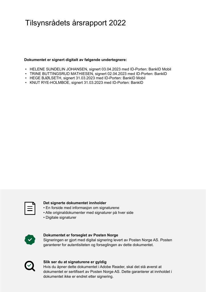 Forsiden av dokumentet Årsrapport Tilsynsrådet for advokatvirksomhet 2022