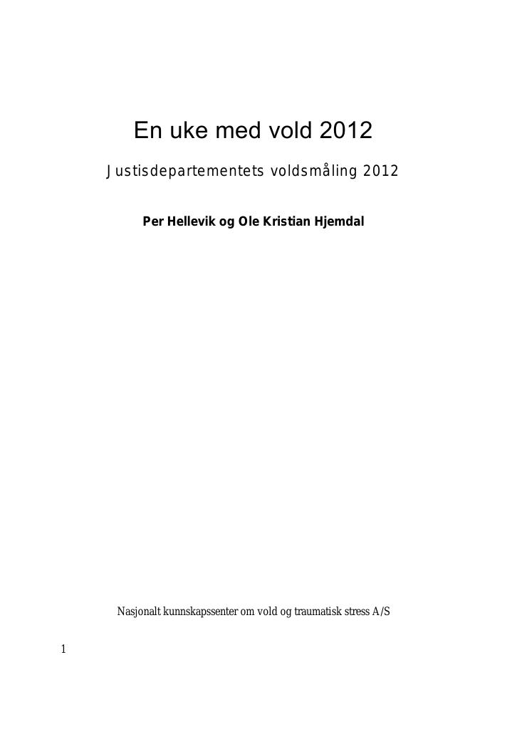 Forsiden av dokumentet Voldsmålingen 2012