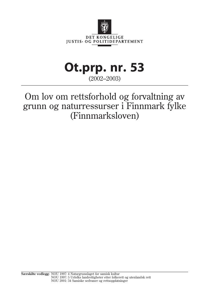 Forsiden av dokumentet Ot.prp. nr. 53 (2002-2003)