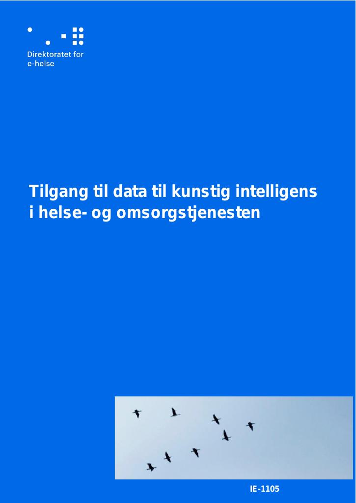 Forsiden av dokumentet Tilgang til data til kunstig intelligens i helse- og omsorgstjenesten