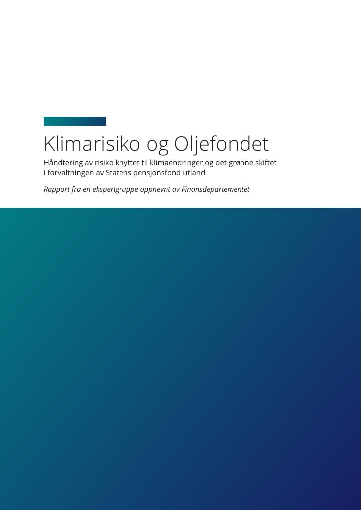 Forsiden av dokumentet Klimarisiko og Oljefondet
