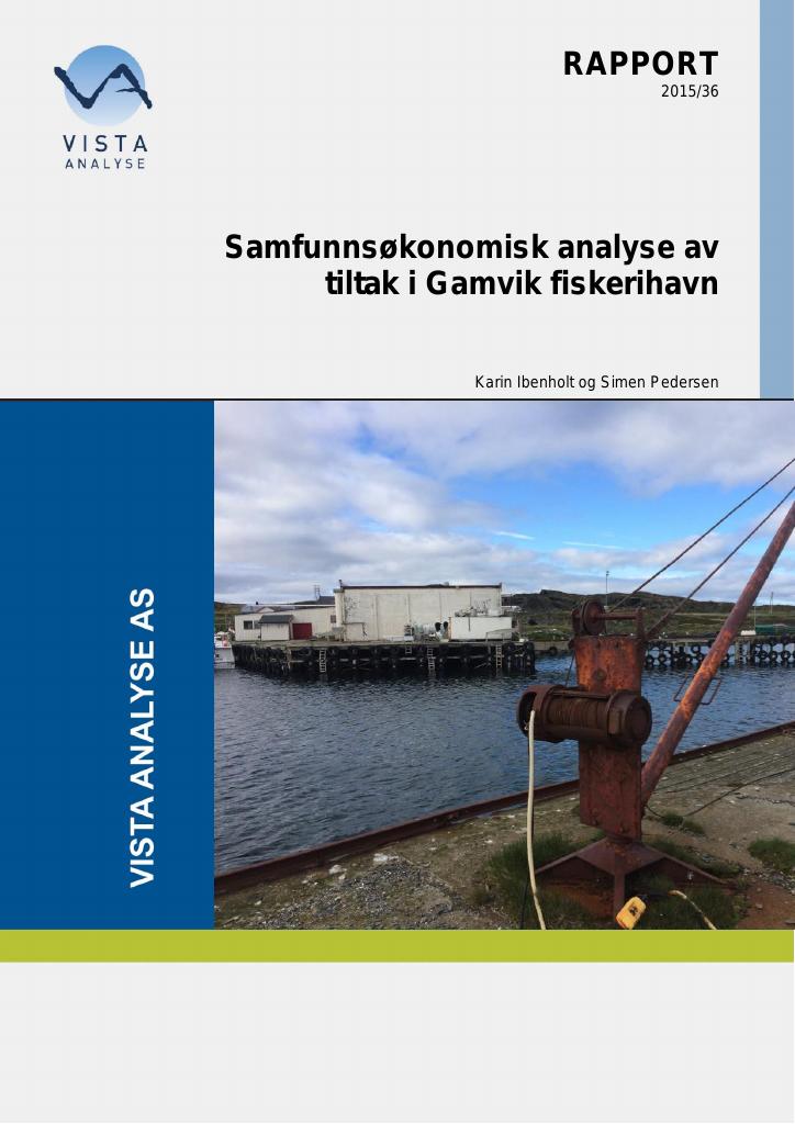 Forsiden av dokumentet Samfunnsøkonomisk analyse av tiltak i Gamvik fiskerihavn