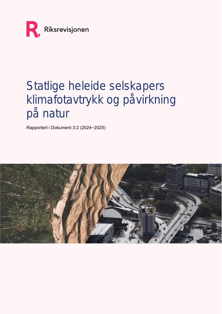 Forsiden av dokumentet Statlige heleide selskapers klimafotavtrykk og påvirkning på natur