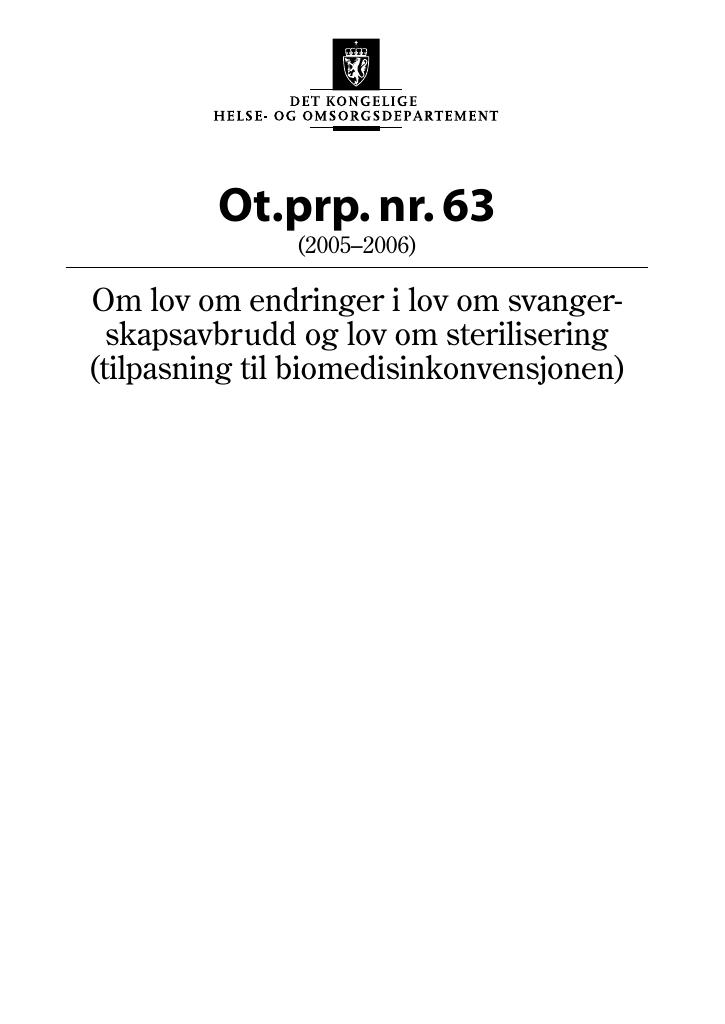 Forsiden av dokumentet Ot.prp. nr. 63 (2005-2006)