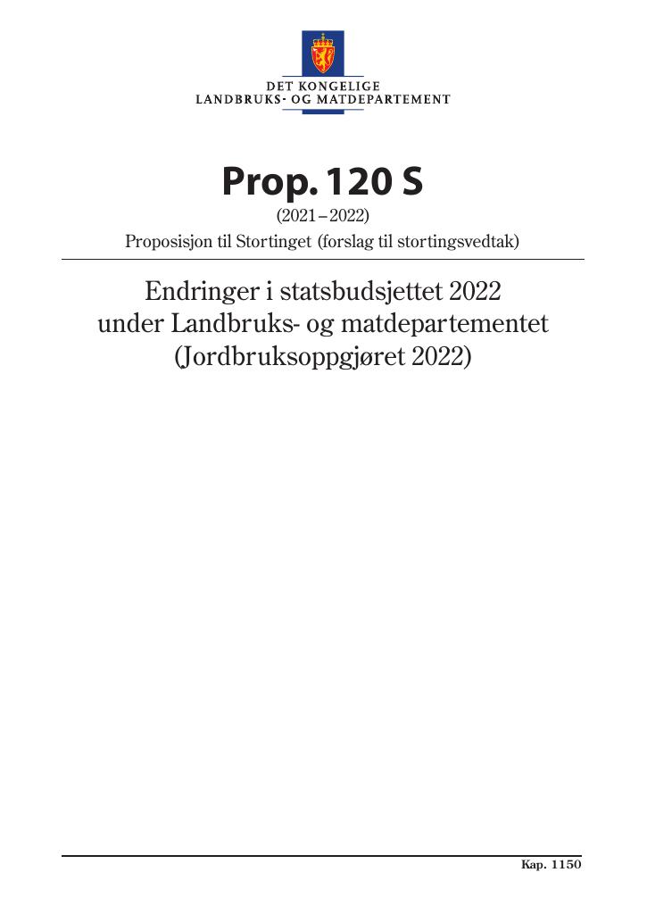Forsiden av dokumentet Prop. 120 S (2021–2022)