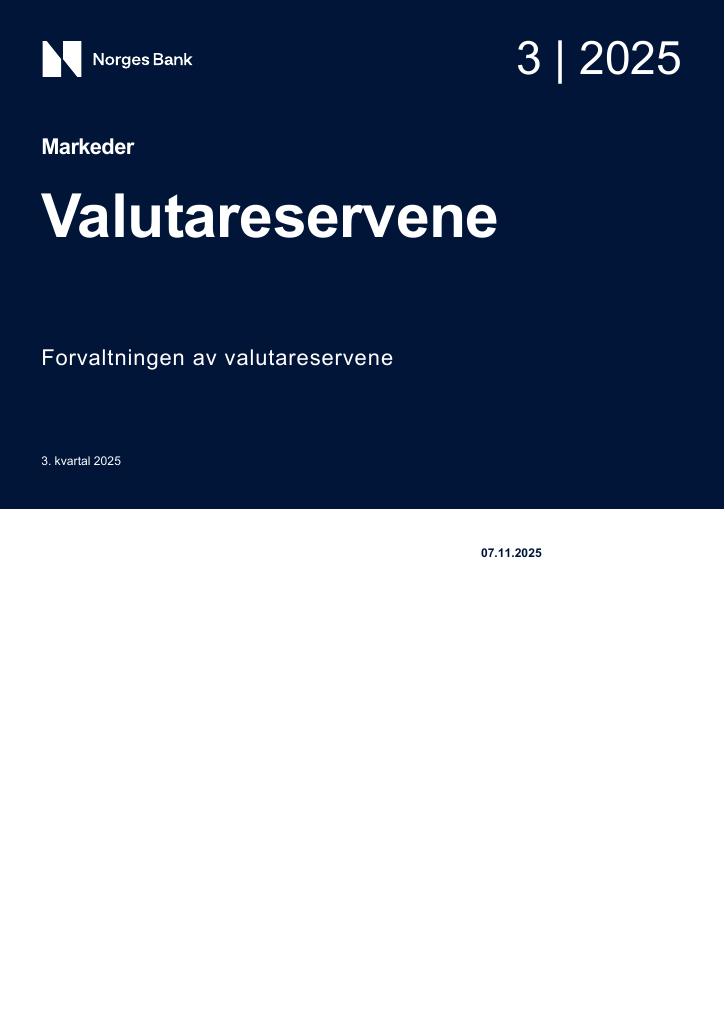 Forsiden av dokumentet Forvaltningen av valutareservene - 3. kvartal 2025