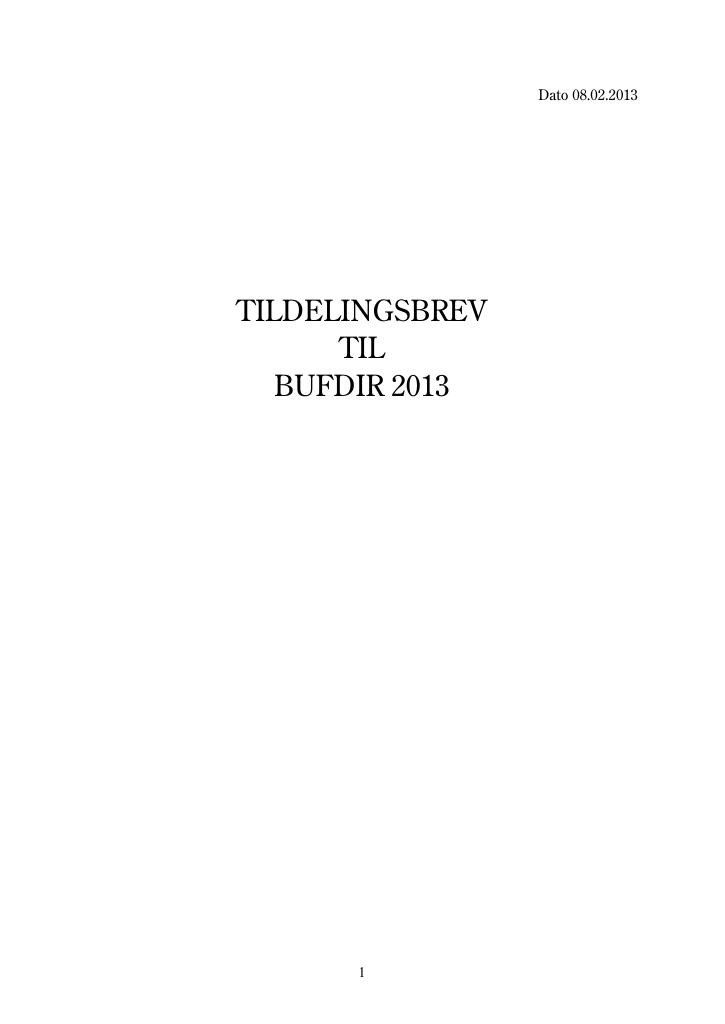 Forsiden av dokumentet Tildelingsbrev 2013