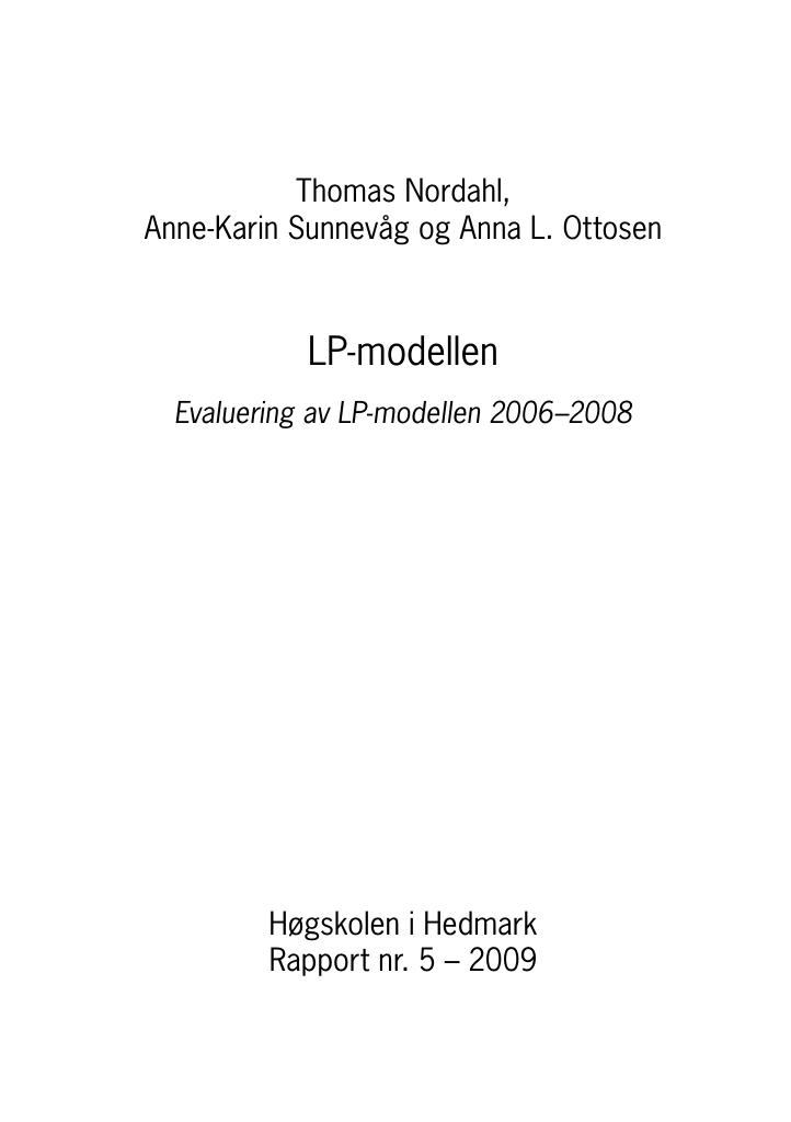 Forsiden av dokumentet LP-modellen