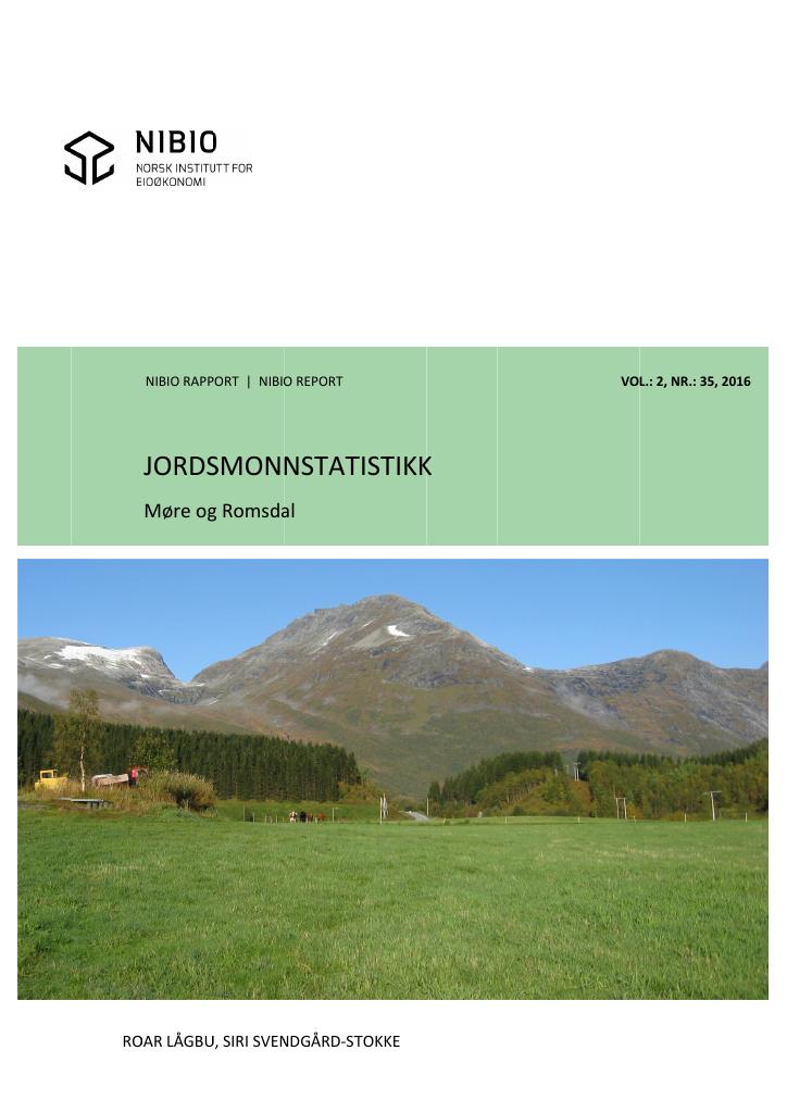 Forsiden av dokumentet Jordsmonnstatistikk. Møre og Romsdal