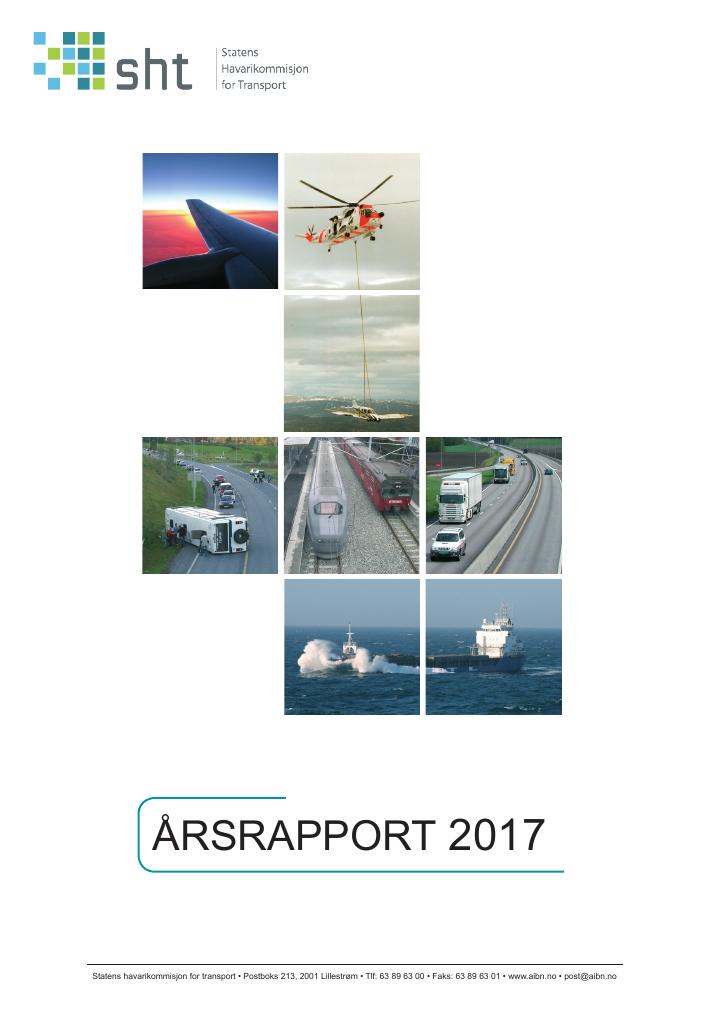 Forsiden av dokumentet Årsrapport Statens havarikommisjon 2017