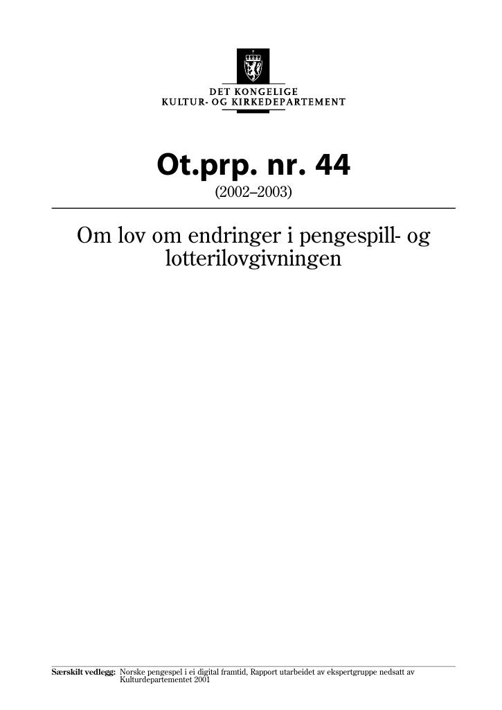 Forsiden av dokumentet Ot.prp. nr. 44 (2002-2003)