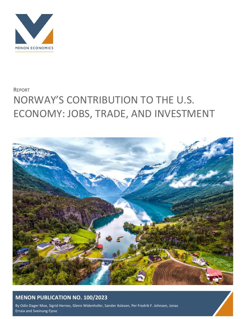 Forsiden av dokumentet Norway’s contribution to the U.S. 
economy: jobs, trade and investment