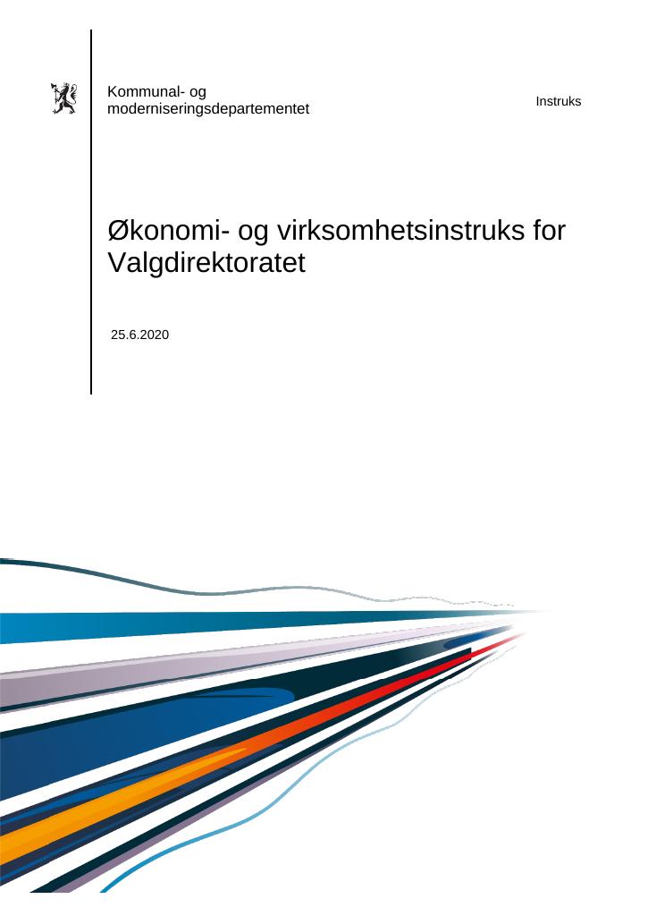 Forsiden av dokumentet Instruks Valgdirektoratet 2020