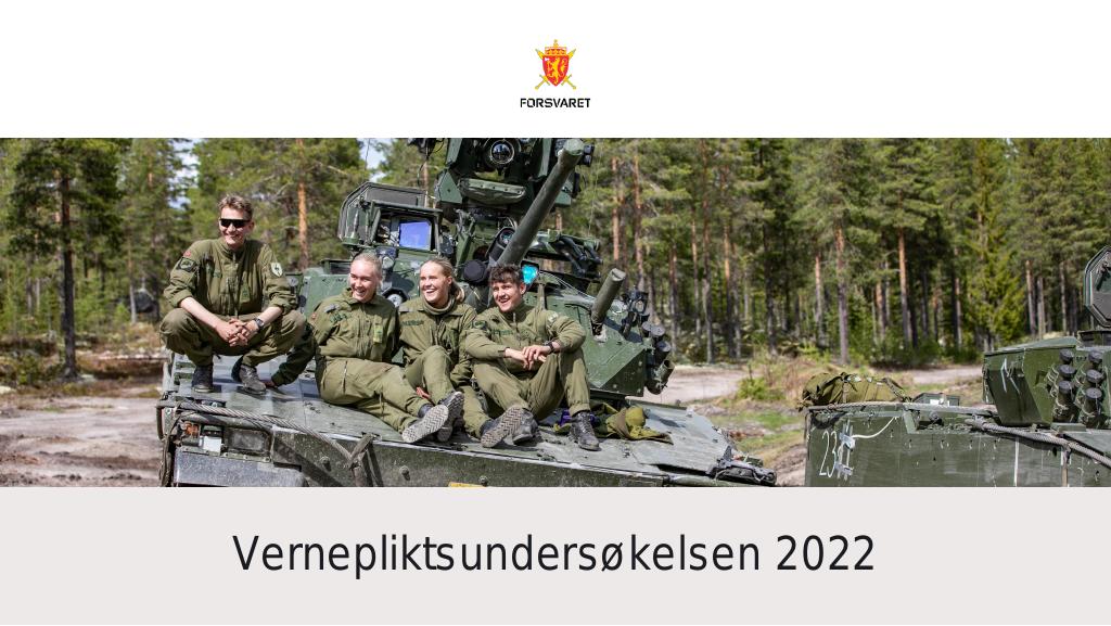 Forsiden av dokumentet Vernepliktsundersøkelsen 2022