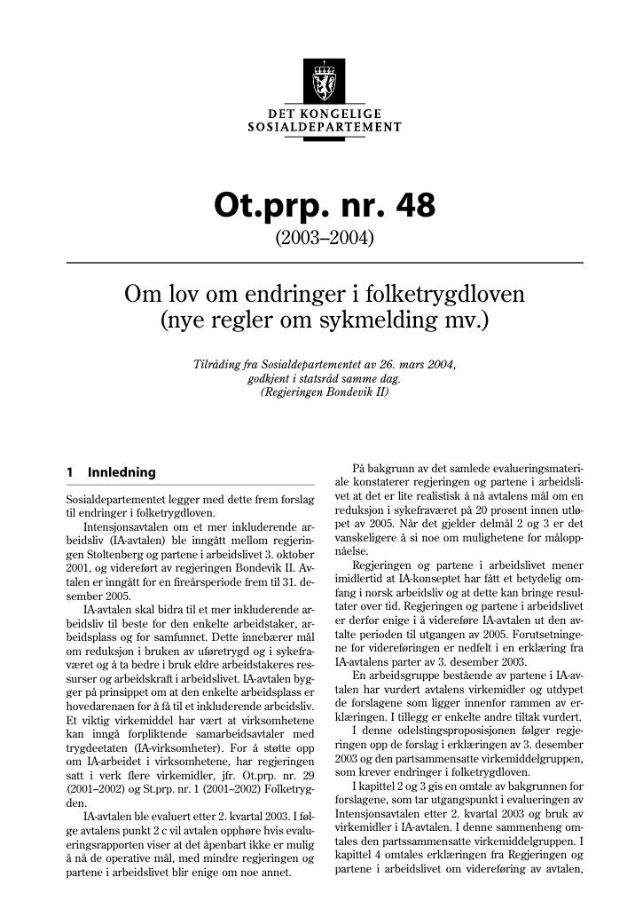 Forsiden av dokumentet Ot.prp. nr. 48 (2003-2004)