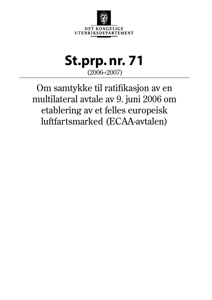 Forsiden av dokumentet St.prp. nr. 71 (2006-2007)