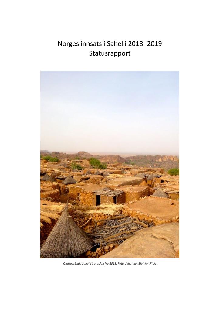 Forsiden av dokumentet Statusrapport for Norges innsats i Sahel-regionen