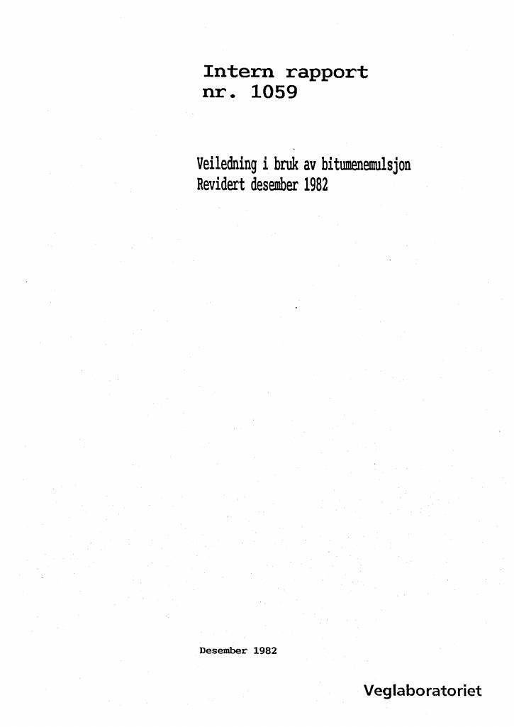 Forsiden av dokumentet Veiledning i bruk i bitumenemulsjon