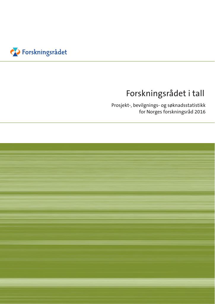 Forsiden av dokumentet Forskningsrådet i tall 2016