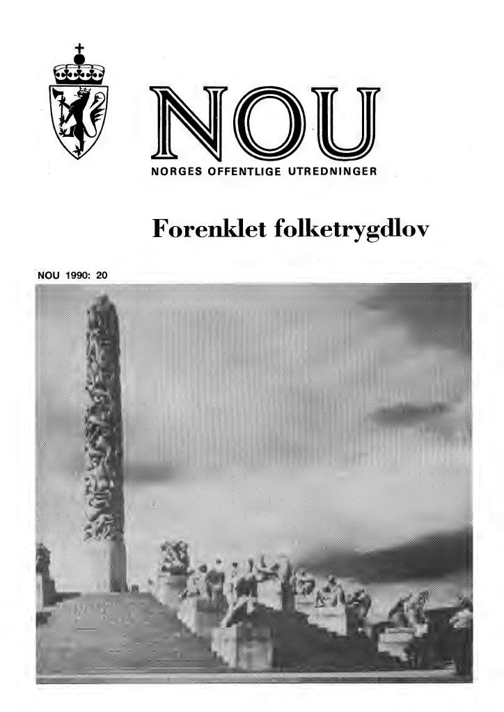 Forsiden av dokumentet NOU 1990: 20 - Forenklet folketrygdlov