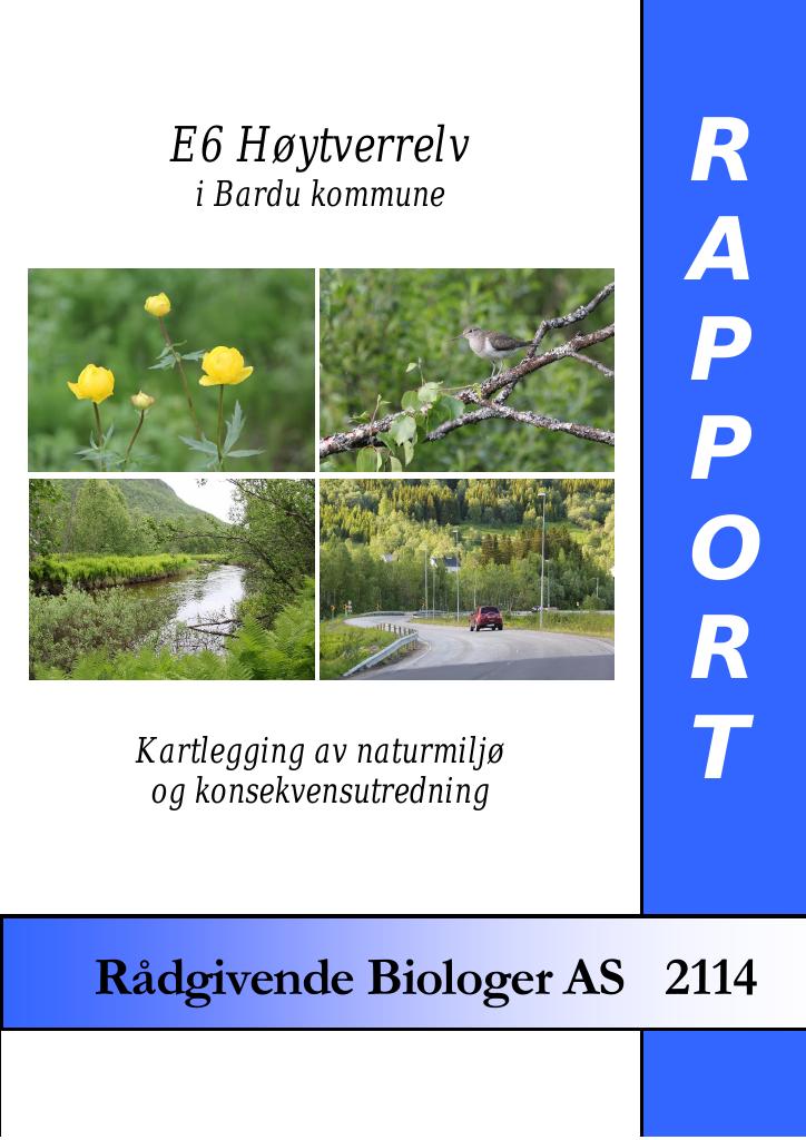 Forsiden av dokumentet E6 Høytverrelv i Bardu kommune - kartlegging av naturmiljø og konsekvensutredning