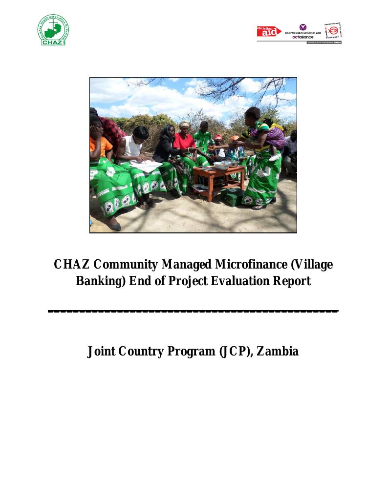 Forsiden av dokumentet CHAZ Community Managed Microfinance (Village Banking) End of Project Evaluation Report