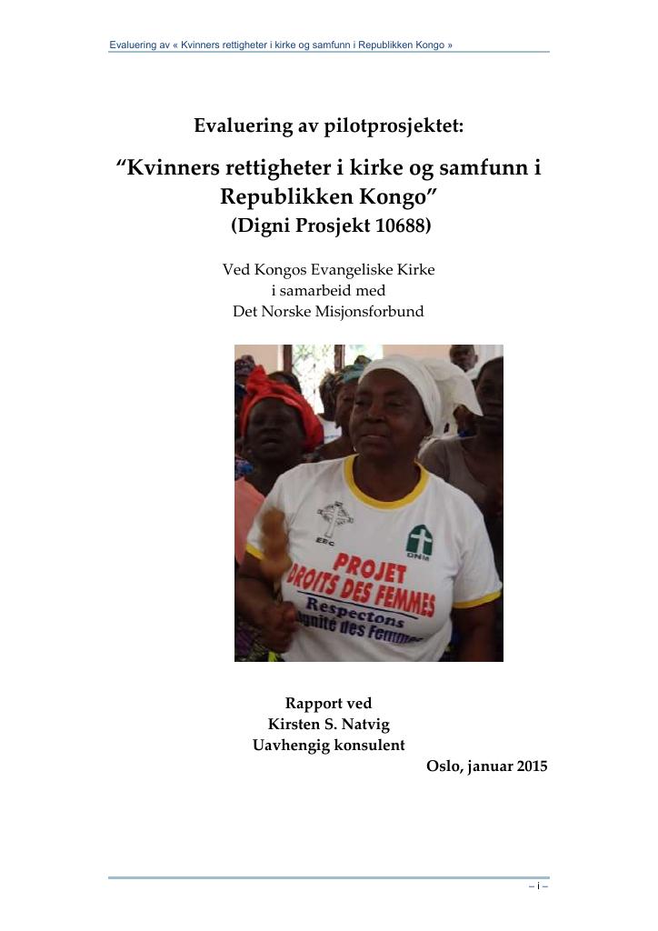 Forsiden av dokumentet Kvinners rettigheter i kirke og samfunn i Republikken Kongo