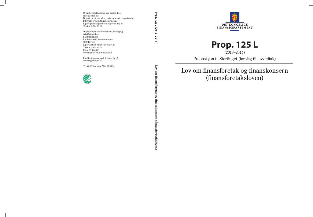 Forsiden av dokumentet Prop. 125 L (2013–2014)