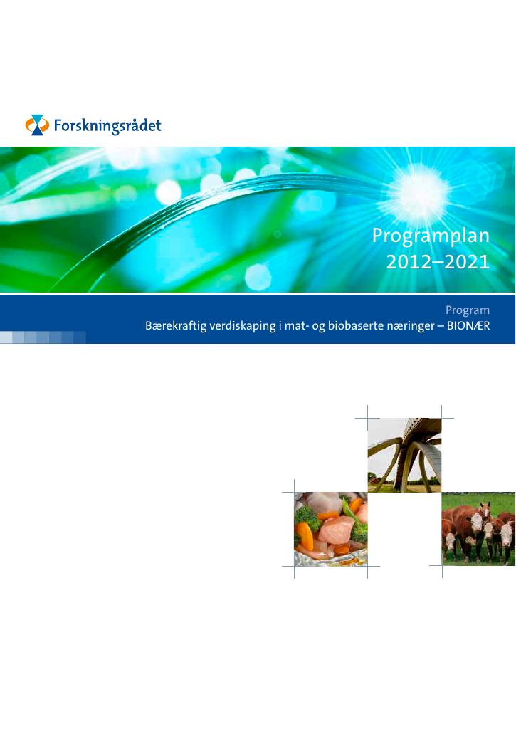 Forsiden av dokumentet Programplan 2012-2021