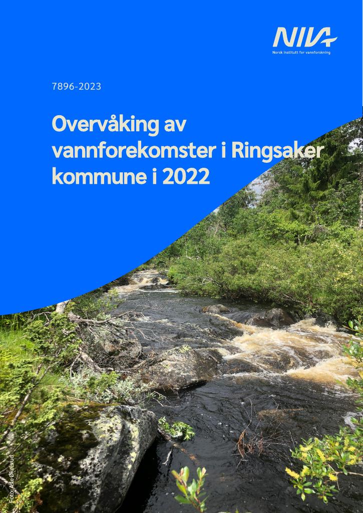 Forsiden av dokumentet Overvåking av vannforekomster i Ringsaker kommune i 2022