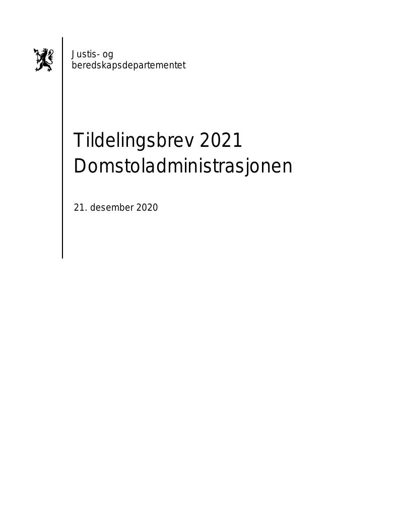 Tildelingsbrev Domstoladministrasjonen 2021 - Kudos