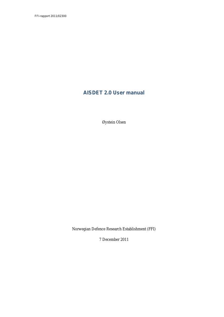 Forsiden av dokumentet AISDET 2.0 user manual