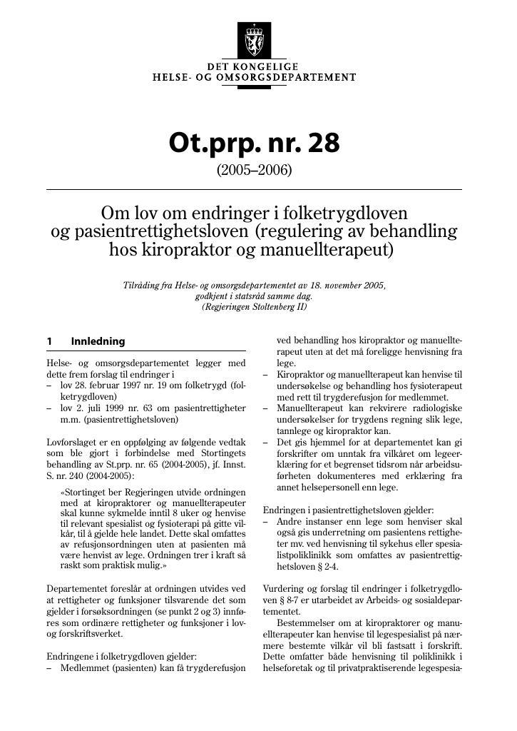 Forsiden av dokumentet Ot.prp. nr. 28 (2005-2006)